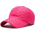 Casquette de baseball rose vif pour femme avec motif à chevrons et visière courbée - Réglable / Rose rouge