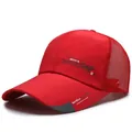 Red breathable mesh baseball cap with SportStyle printing and side grey stitching - Adjustable / Red Mesh Style (CAP)
