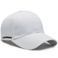 Klassische weiße Baumwoll-Baseballkappe mit schwarzer Stickerei und gebogenem Schirm - Verstellbar / Seitenstickerei Weiß