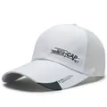 White breathable mesh baseball cap with black side accents and sports letter printing - Adjustable / White Mesh Style (CAP)