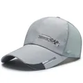 Grey quick-dry mesh baseball cap with embroidered sports letters and breathable design - Adjustable / Light Grey Mesh Style (CAP)