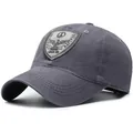 Casquette de baseball en coton rayé gris foncé avec broderie d'aigle rétro - Réglable / Écu 1983 Gris
