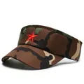 Kids camouflage visor hat with red star embroidery for outdoor sun protection - Adjustable / Brown