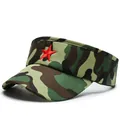 Kids camo sun visor hat featuring a red star embroidery for outdoor activities - Adjustable / Army Green