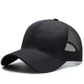 Classic black breathable mesh baseball cap with curved brim for outdoor sports - Adjustable / Black