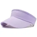 Visière de soleil tricotée violet clair pour femme avec bord large et coupe sport - Réglable / Haut Vide en Tricot Violet Clair