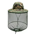 Sombrero de pesca de camuflaje digital con mosquitera y cordón ajustable para exteriores - Talla única / Camuflaje Digital de Desierto
