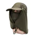 Cappello da pesca verde militare anti-UV con maschera rimovibile e protezione per il collo - Taglia unica / Verde militare