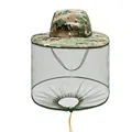 Chapeau moustiquaire camouflage numérique avec cordon de serrage pour protection solaire - Taille unique / Camouflage Digital de Désert