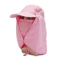Rosa Baseballkappe mit Gesichtsschutz und Nackenschutz für kompletten Sonnenschutz - Einheitsgröße / Rosa