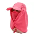 Rosa Multifunktions-Sonnenhut mit abnehmbarem Gesichtsschutz und Nackenschutzklappe - Einheitsgröße / Fuchsia