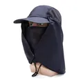 Berretto da sole blu scuro con maschera traspirante e protezione per il collo per l'esterno - Taglia unica / Blu Notte