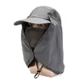 Cappello parasole grigio scuro con maschera traspirante e protezione per il collo - Taglia unica / Grigio scuro
