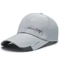Light gray quick-dry baseball cap with black sports fashion print and contrast peak - Adjustable / Light Grey Letter Print Style (202033)