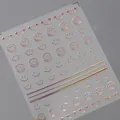 Holographic rose gold smile face nail art stickers with heart patterns, model M-188 - Pink Plain Style (M-188)