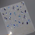 5D marble swirl nail art stickers with gold stars and blue texture style M-205 - M-205
