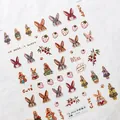 5D reliëf nagelstickers met schattige gebreide konijnen en bloemen aardbeien - Ts-3432 Gebreid Konijn - Nieuwe Reliëfdruk