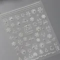 Silberne 3D-Präge-Weihnachtsnagelaufkleber TL-084 mit Schneeflocken und Weihnachtsmann - Silber Weihnachten 3D Relief Stil (TL-084)