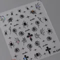 Gothic spider and cross nail stickers with holographic laser finish style M-225 - Black Gothic Spider Rose (M-225)