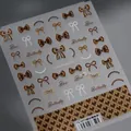 5D vintage brown British style nail stickers with bow and butterfly designs TS-3475 - TS-3475 Maillard Style