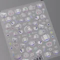 3D bubble bear nail art sticker with pink and blue glitter holographic bear designs - Dreamy Bubble (TS-3499)