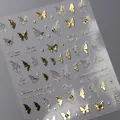 3D Gold Schmetterling Nageltattoo TL-109 mit Relief Sternen und eleganten Zitaten - TL-109 Goldener Schmetterling