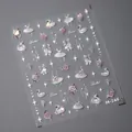 Holographic silver ballet and swan nail art stickers with pink accents style M-246 - Rose Ballet Series (M246)