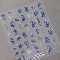 5D embossed nail stickers featuring traditional blue dragon and auspicious cloud design - Relief Dragon Blue (TS-3456) / Blue