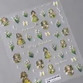 3D geprägter Nagelaufkleber TS-3561 mit süßem Mädchen und Maiglöckchen-Designs - TS-3561 Maiglöckchen Traumgarten Neu Geprägt