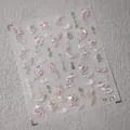 3D-Nagelaufkleber mit rosa Laser-Drachen und goldenen Phoenix-Designs Modell H-302 - M301