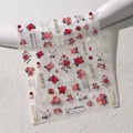 5D embossed nail stickers featuring red roses, white butterflies, and model TS-3631 - Butterfly Rose - 5D Embossed Style (TS-3631)