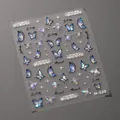 Selbstklebende lila Schmetterling Nagelaufkleber mit Laser Holografie Silber Spitze M-320 - Schmetterlingsstil (M-320)