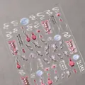 3D embossed nail stickers with pink flowers, pearls and calligraphy motifs style TL-143 - Magnolia Pearl Style (TL-143)