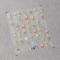 3D-Relief-Nagelaufkleber mit bunten Goldfischen und Lotus-Motiven, Modell TS-3622 - Schwimmende Fische und Blumen Stil (TS-3622)