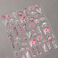 5D embossed nail art stickers TL-146 featuring pink peonies cranes and lotus motifs - Lotus Crane Style (TL-146)