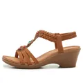 Sandales compensées bohèmes pour femmes avec perles colorées et strass en marron - EU 35 / Marron