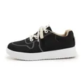 Women's lightweight black canvas sneakers with thick anti-slip sole and white stitching - EU 35 / Black