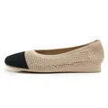 Women's chic knit loafers with a beige and black contrast toe and comfort wedge sole - EU 35 / Apricot