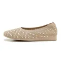 Women's beige knitted flat shoes with elegant diamond pattern and comfortable sole - EU 35 / Apricot