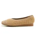 Women's khaki fly-knit flats with plush faux fur trim and comfy rubber sole - EU 35 / Brown