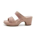 Sandales femme à talons épais en daim rose foncé avec doubles brides et logo - EU 35 / Rose