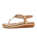 Bohemian rose gold thong sandals with rhinestones and elastic heel strap - EU 36 / Champagne