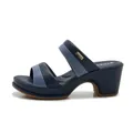 Sandales bicolores à talon bloc pour femmes avec brides bleues et logo métallique - EU 35 / Bleu saphir