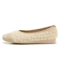 Women's beige knit ballerina flats with plush diamond texture and laser-cut details - EU 35 / Apricot