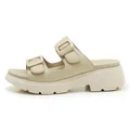 Sandali con plateau da donna in beige con doppie fasce e grandi fibbie quadrate - EU 35 / Albicocca