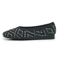 Women's black knit flat shoes featuring multicolored polka dots and comfortable rubber sole - EU 35 / Black