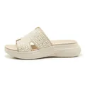 Beige platform wedge sandals with rhinestone H-shaped strap and textured sole - EU 38 / Apricot