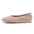 Light pink knitted ballet flat shoe with breathable woven texture and flexible rubber sole - EU 35 / Pink