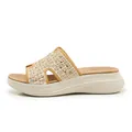 Khaki platform slide sandals with crystal H-cutout straps and thick EVA soles - EU 35 / Camel