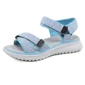 Light blue and purple woven wedge sandals with hook-and-loop straps for women - EU 35 / Blue